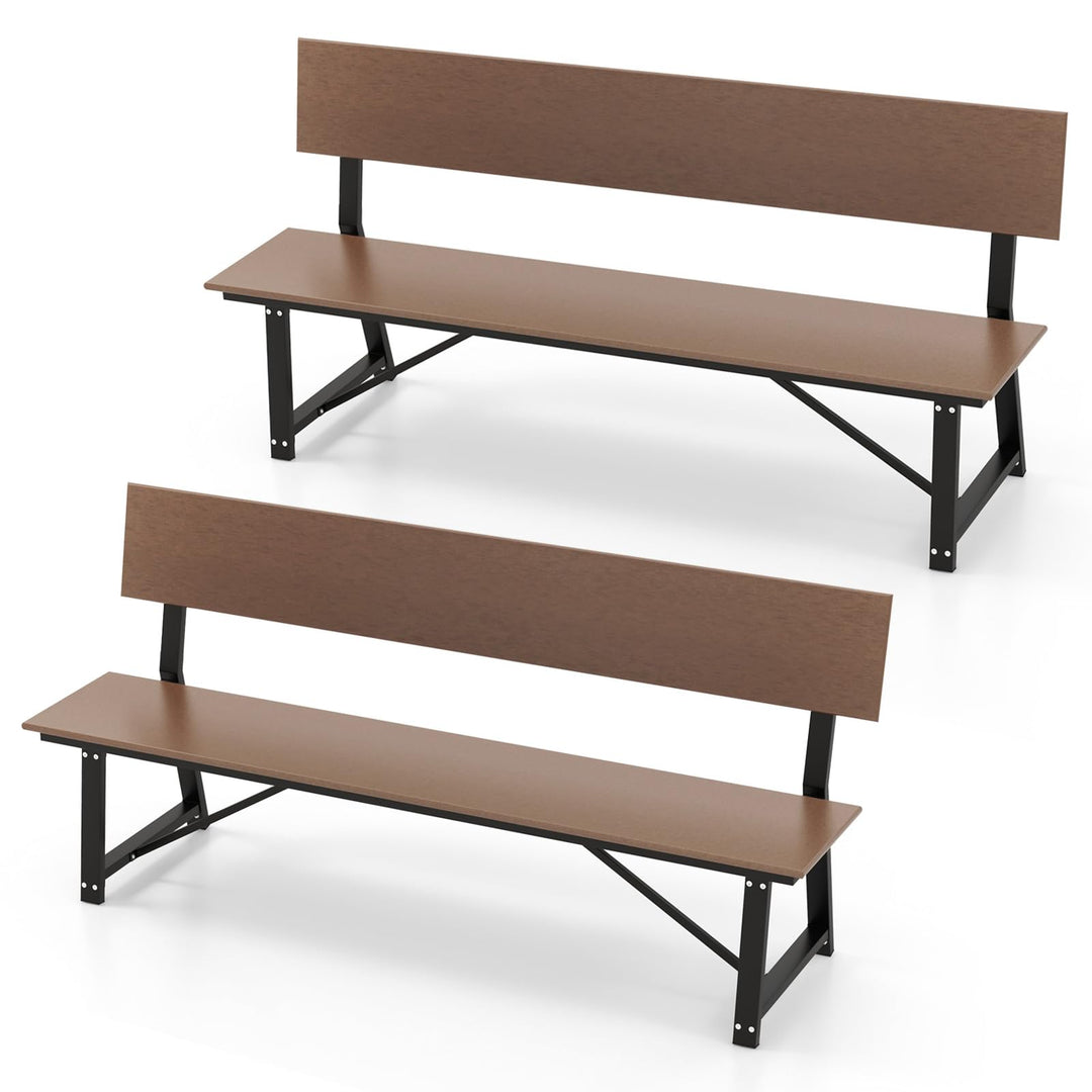 Giantex Outdoor Bench, 4-Person 72 Inches Garden Bench with Weatherproof HDPE Backrest & Seat