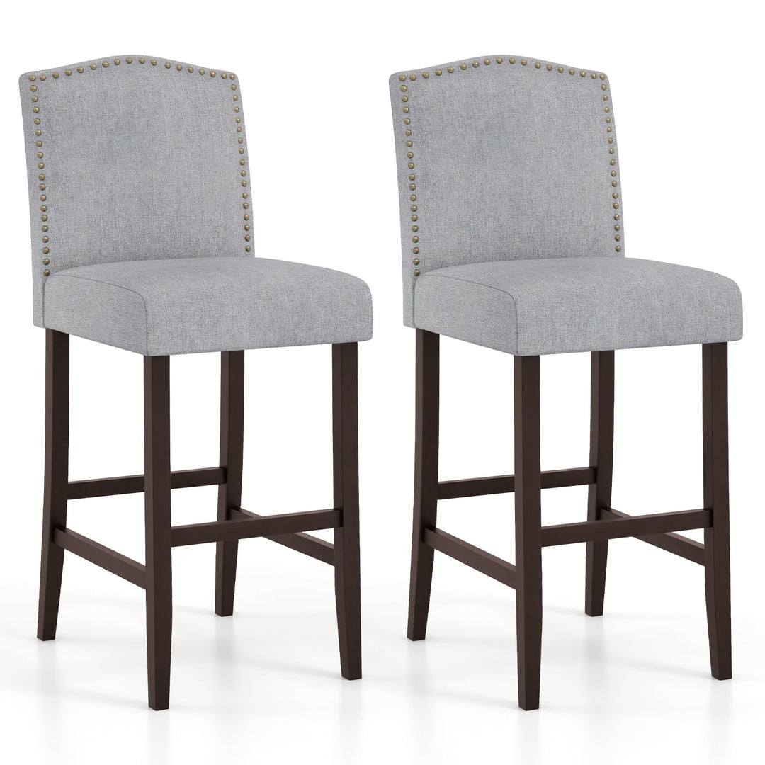 Giantex 30" Bar Stools Set of 2/4, Upholstered Bar Height Bar Chairs with Back & Rubber Wood Legs