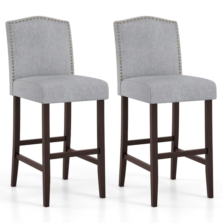 Giantex 30" Bar Stools Set of 2/4, Upholstered Bar Height Bar Chairs with Back & Rubber Wood Legs