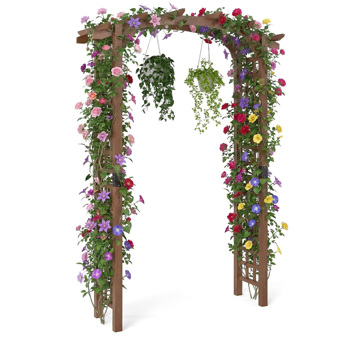 Giantex 7.5FT Wood Garden Arbor Trellis for Climbing Plants