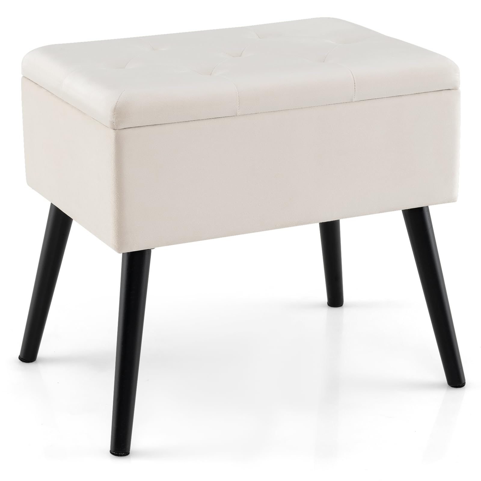 Giantex 20" Ottoman with Storage - Set of 1/2 Makeup Vanity Bench with Flip Top Storage
