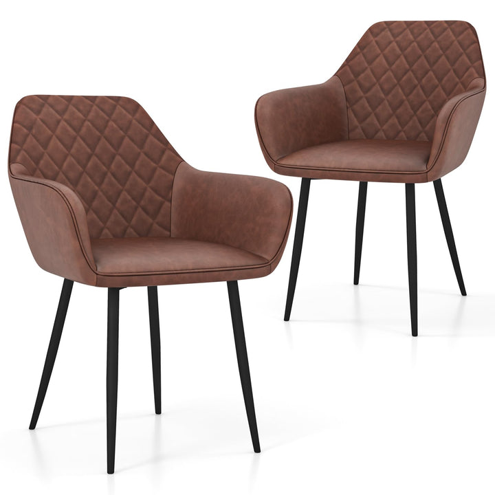 Giantex Mid Century Modern Dining Chairs Set of 2/4, Upholstered Accent Chairs w/Curved Backrest, Wide Seat & Armrests