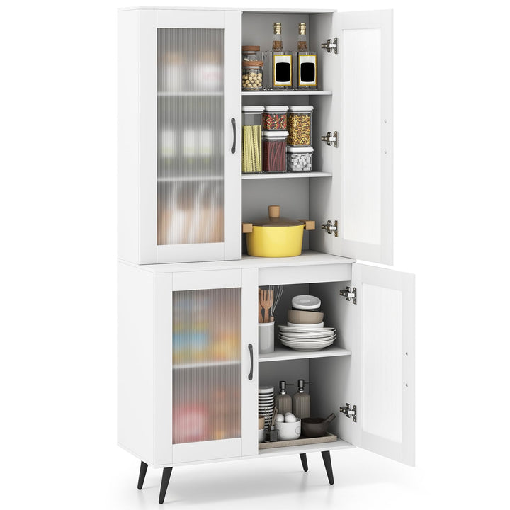 Giantex Kitchen Pantry Cabinet 70.5" Tall Cupboard with 4 Transparent Doors