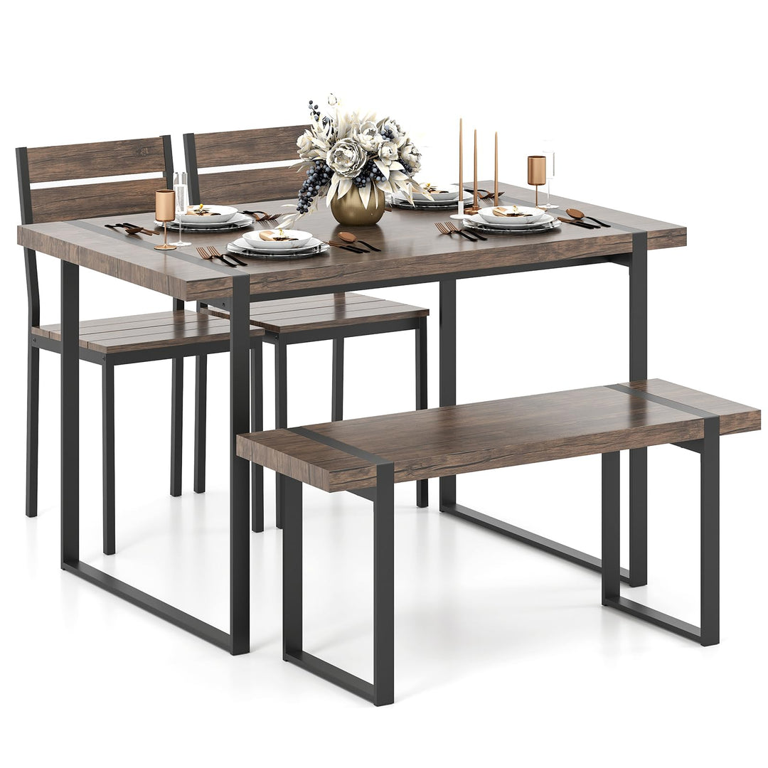 Giantex 4-Piece Dining Table Set for 4 with 1 Bench and 2 Chairs