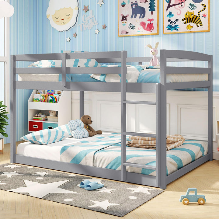 Giantex Full Over Full Bunk Bed Solid Wood Kids Bunk Bed with Full-Length Guardrails