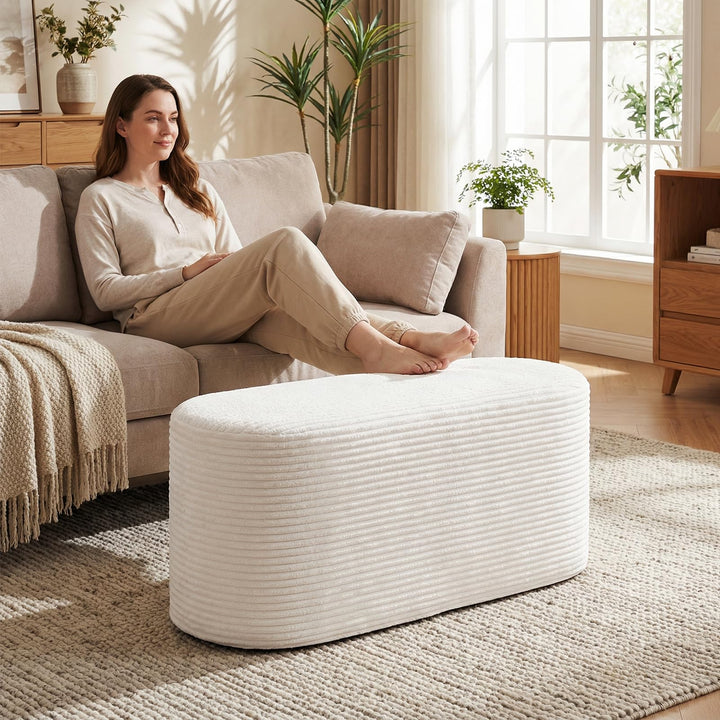 Giantex 47" Plush Corduroy End of Bed Bench with High-Density Sponge