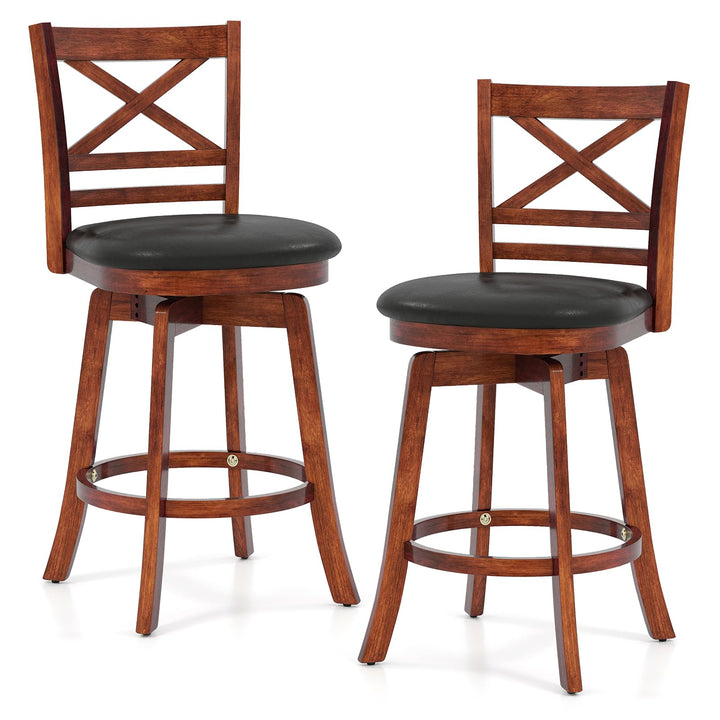Giantex 25 Inch Swivel Bar Stools Set of 2/4 with PU Faux Leather Upholstered Seat