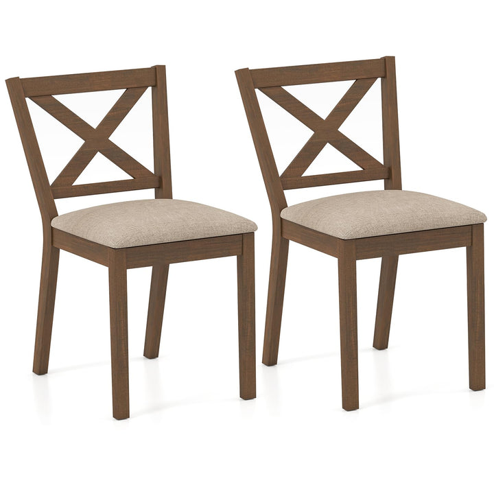 Giantex Wooden Dining Chairs Set of 2/4 with Rubber Wood Legs, Fabric Padded Seat Cross Back