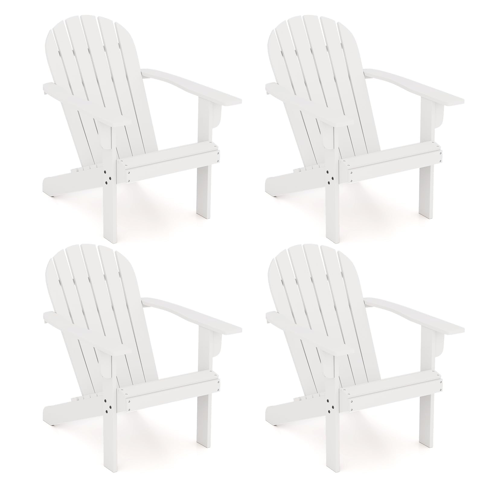 Giantex Acacia Wood Adirondack Chair Set of 1/2/4, Outdoor Fire Pit Chair with 105° Inclined Seat