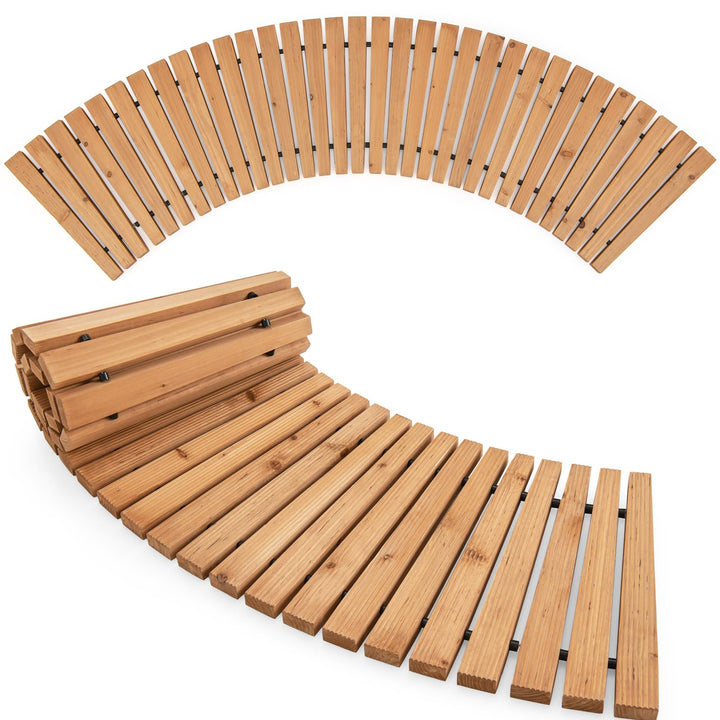 Giantex Garden Pathway Roll Up - 7ft Curved Wood Walkway 17 inch Width