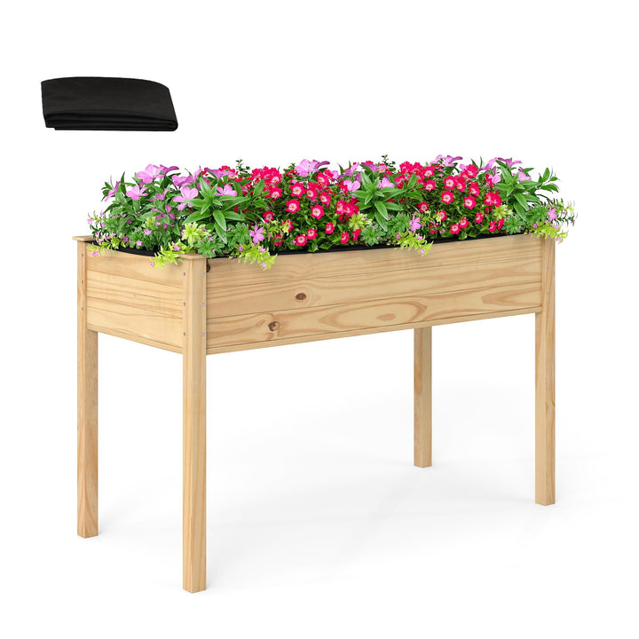 Giantex 47"x23"x30"  Elevated Wood Planter Box with Liner