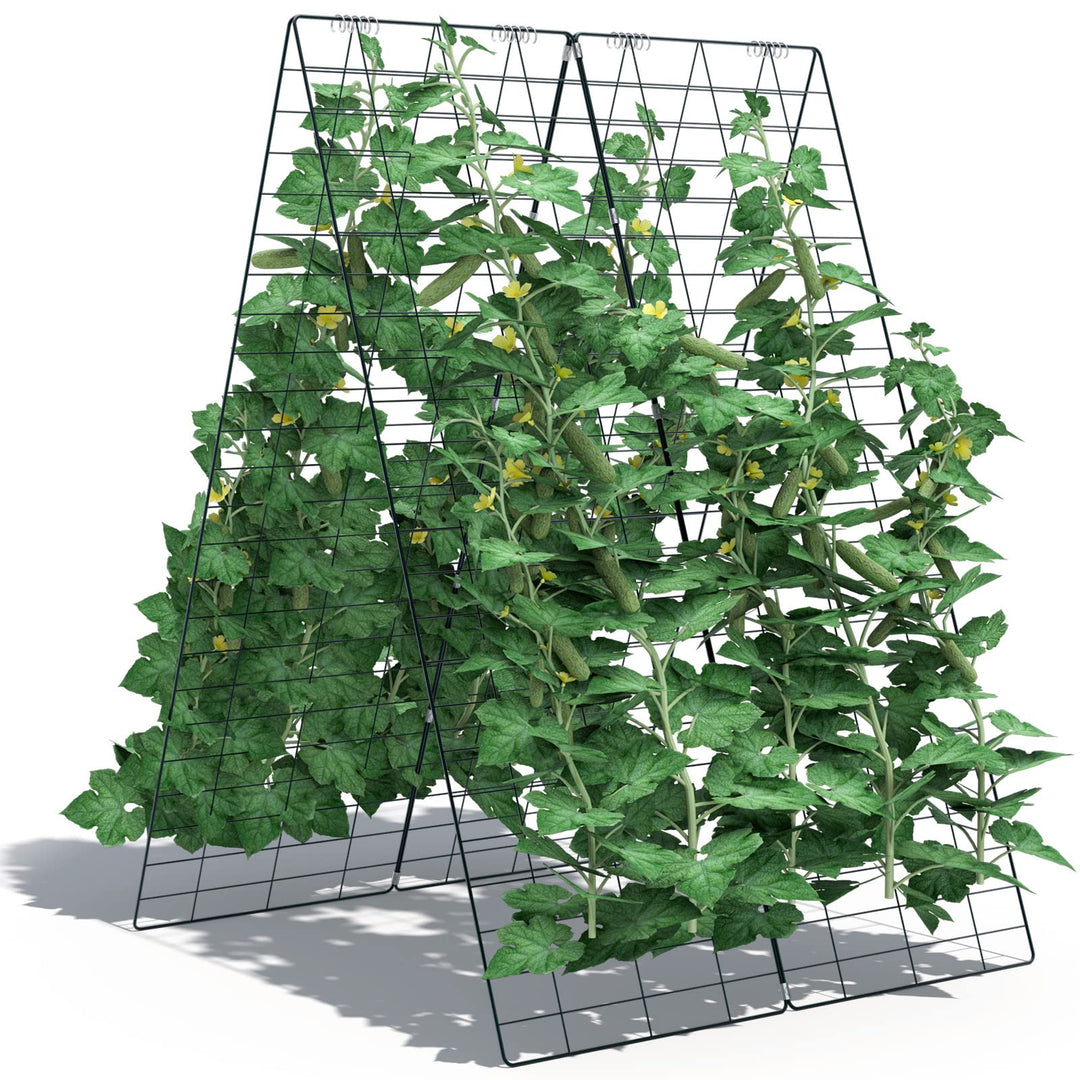 Giantex 4 Panels Cucumber Trellis A-Frame Garden Trellis for Plant Climbing