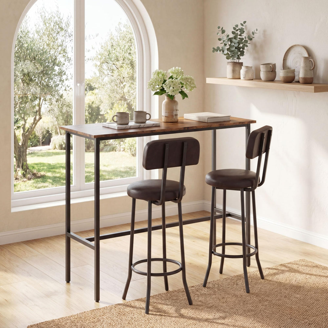 Giantex 3-Piece Bar Table and Chairs Set | Counter Height Pub Table and 2 Upholstered Stools