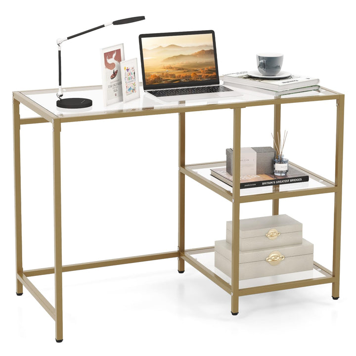 Giantex 42 Inch Home Office Desk with Tempered Glass