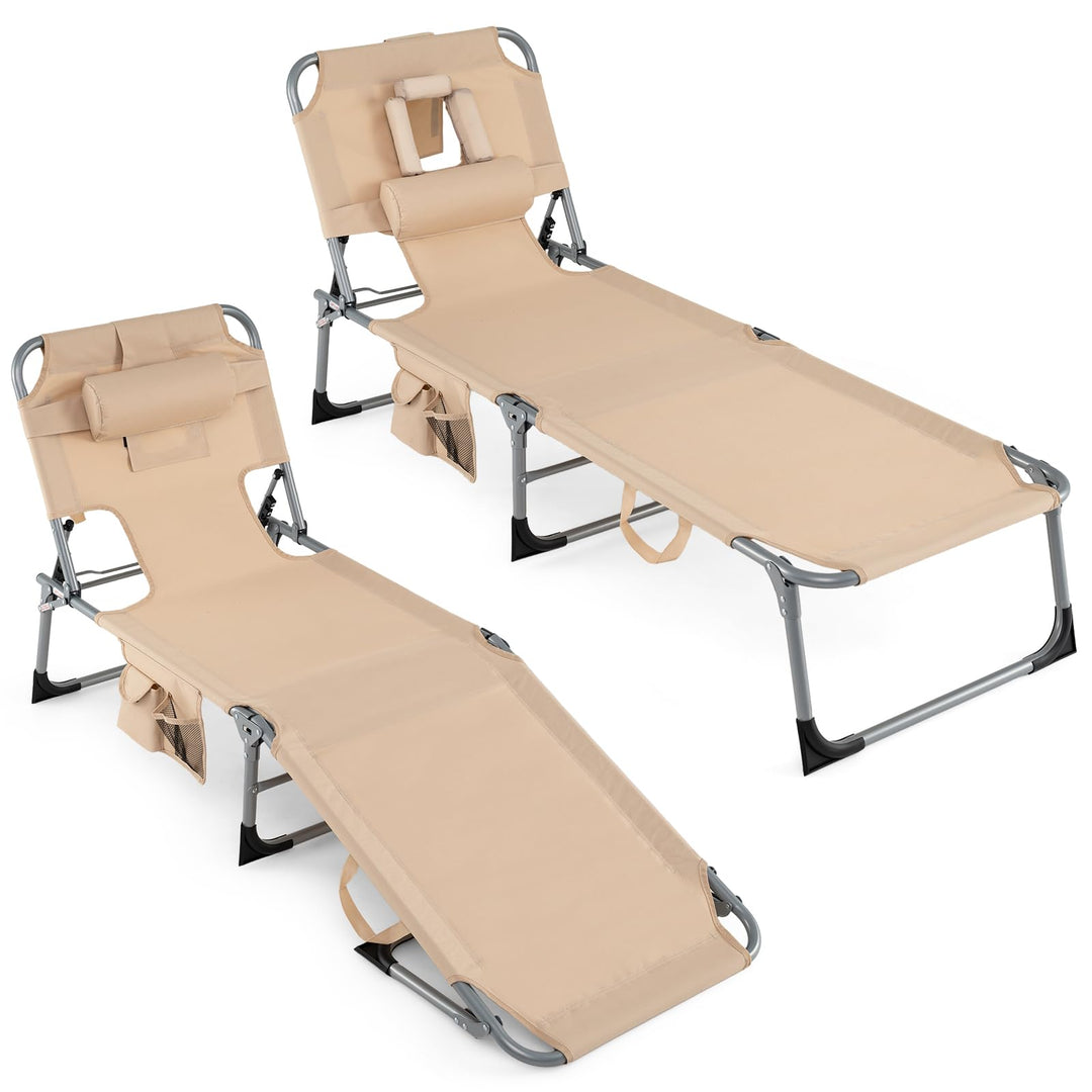 Giantex Tanning Chair with Face Arm Holes Folding Chair