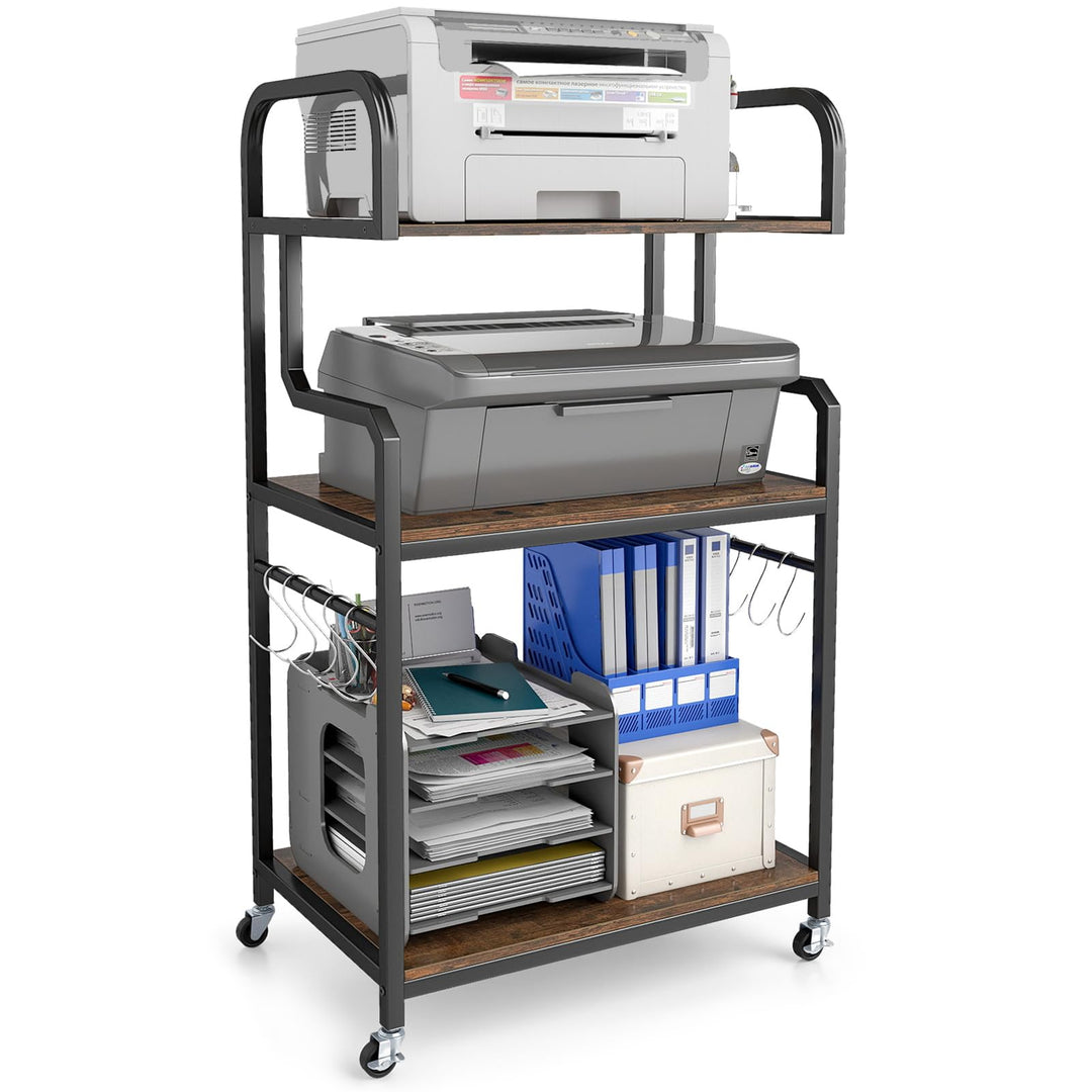 Giantex 3-Tier Rolling Printer Stand with Storage Shelves