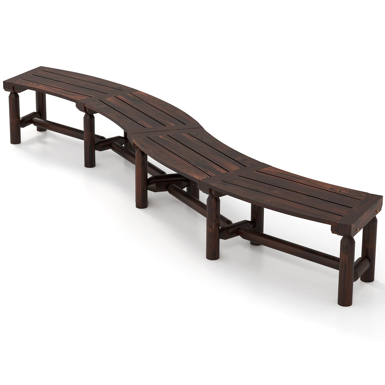 Giantex Wooden Outdoor Bench for 2-Person - Fire Pit Chair Bench