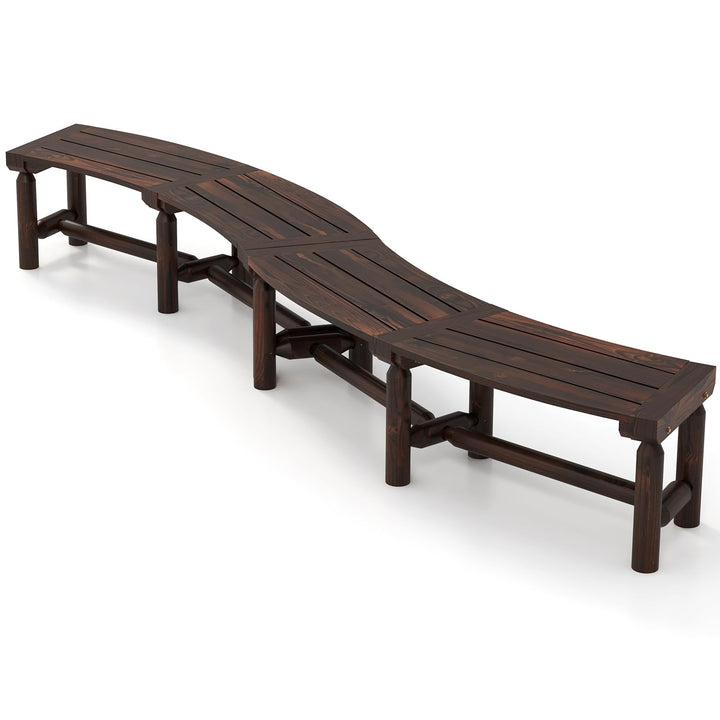 Giantex Wooden Outdoor Bench for 2-Person - Fire Pit Chair Bench