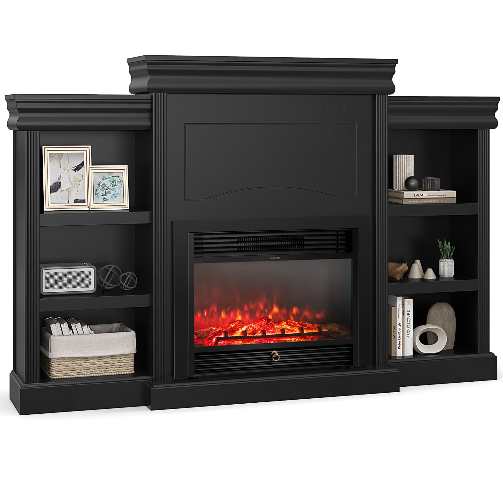 Giantex Electric Fireplace TV Stand - 1500W Electric Fireplace Inserts with 3 Flame Colors