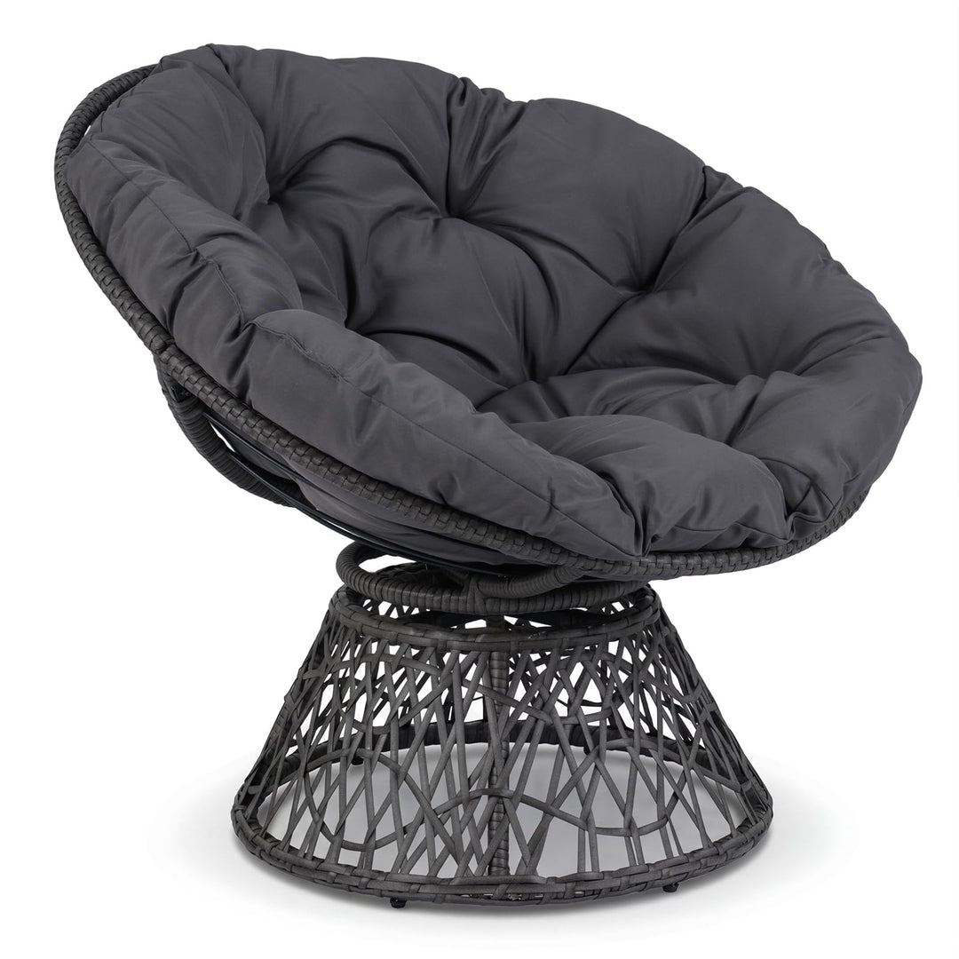 Giantex 360° Swivel Papasan Chair | Round Wicker Lounge Chair with Thick Cushion and Metal Frame