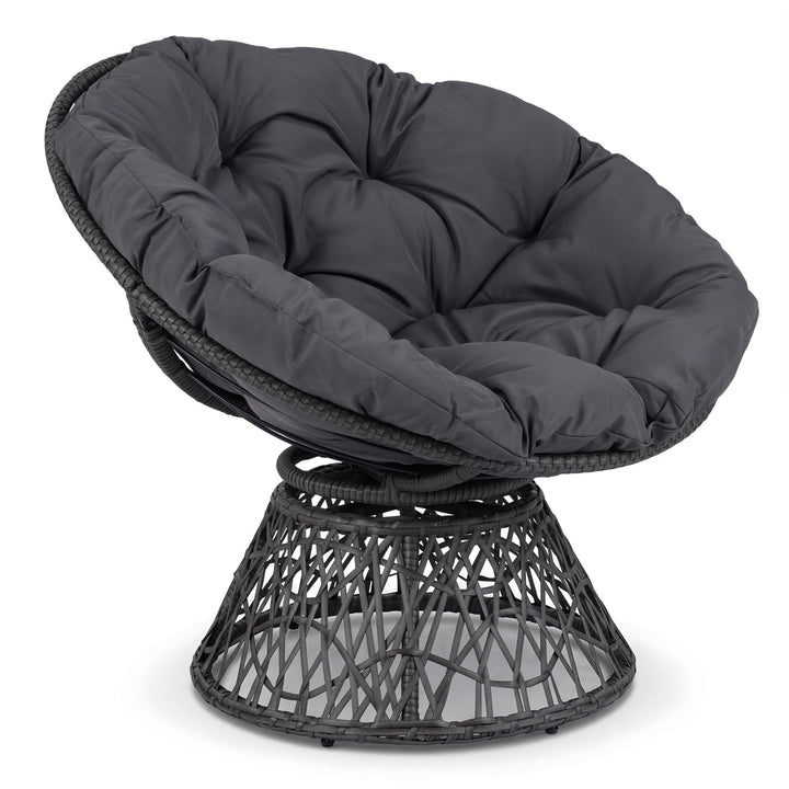 Giantex 360° Swivel Papasan Chair | Round Wicker Lounge Chair with Thick Cushion and Metal Frame