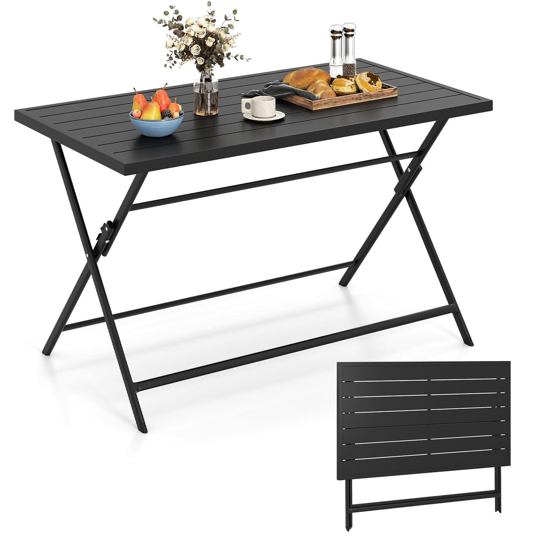 Giantex 48"x30" Rectangular Metal Folding Outdoor Dining Table for 4-6 Person
