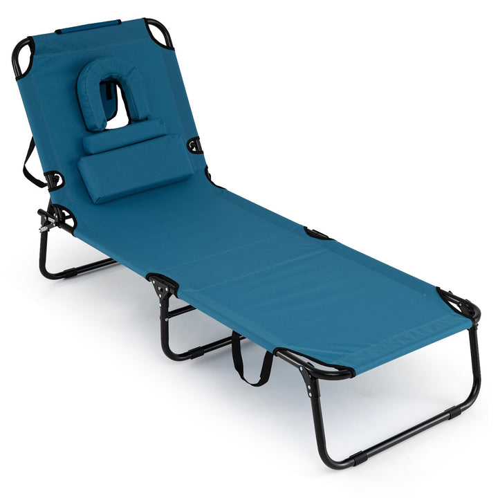 Giantex Folding Beach Tanning Chair Adjustable Face Down Patio Lounge Chair