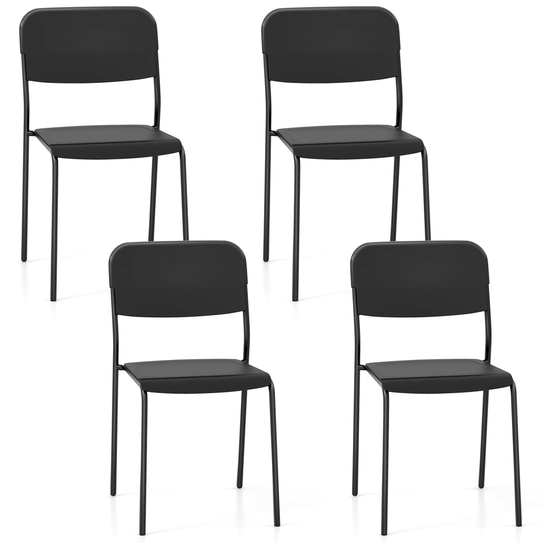 Giantex Metal Dining Chairs Set of 4, Stackable Lightweight Kitchen Chairs w/Tilted Backrest & Sturdy Metal Legs