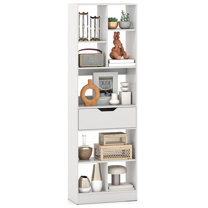 Giantex Bookcase with Drawer 61” Tall Freestanding Storage Organizer(7-Tier)