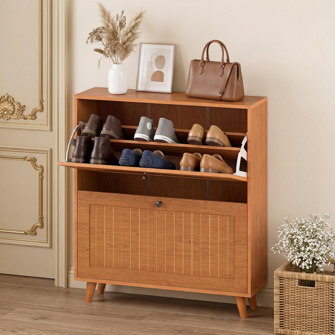 Giantex Shoe Storage Cabinet with 2 Flip Drawers