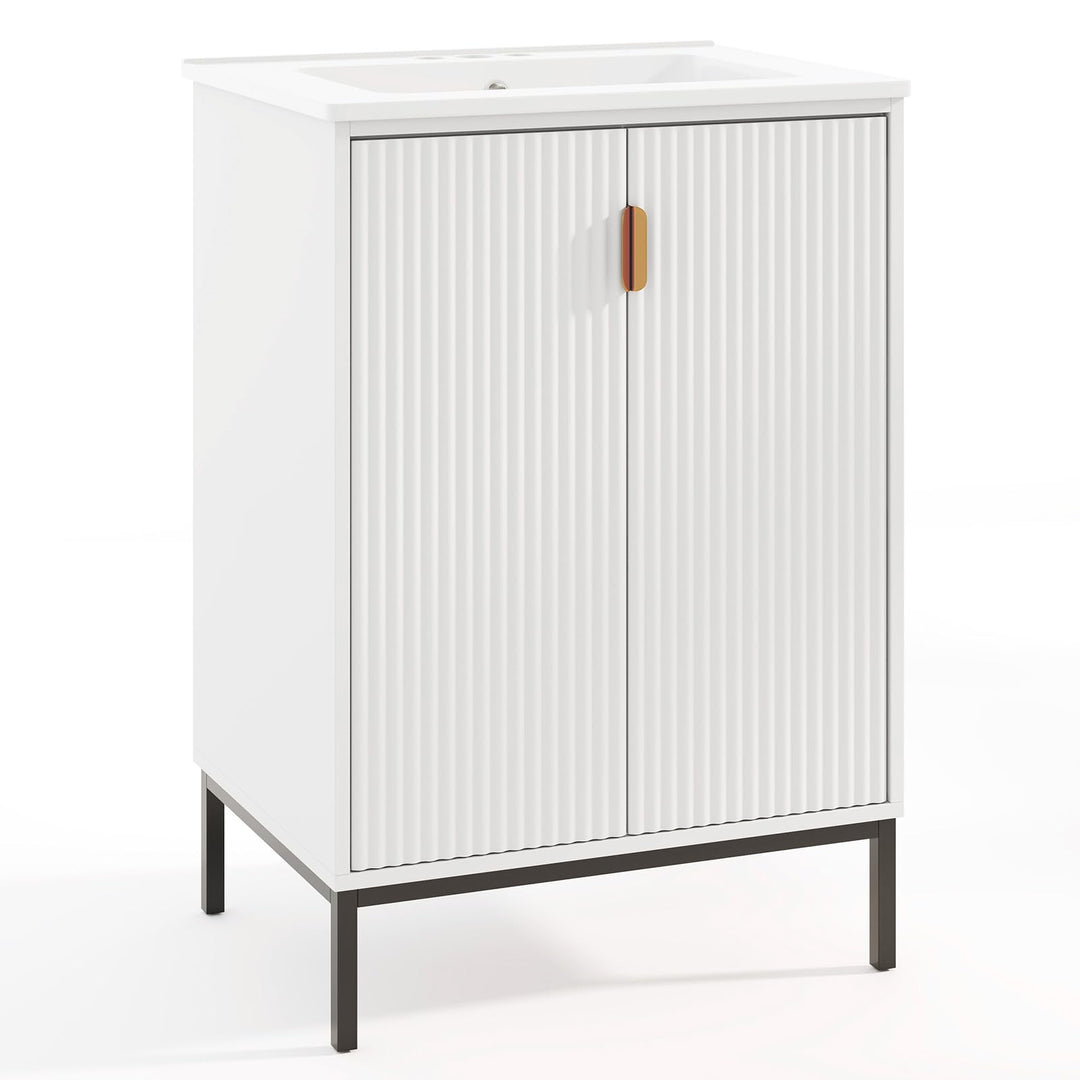 24” Undermount Bathroom Storage Cabinet and Sink Combo Set with 2 Doors