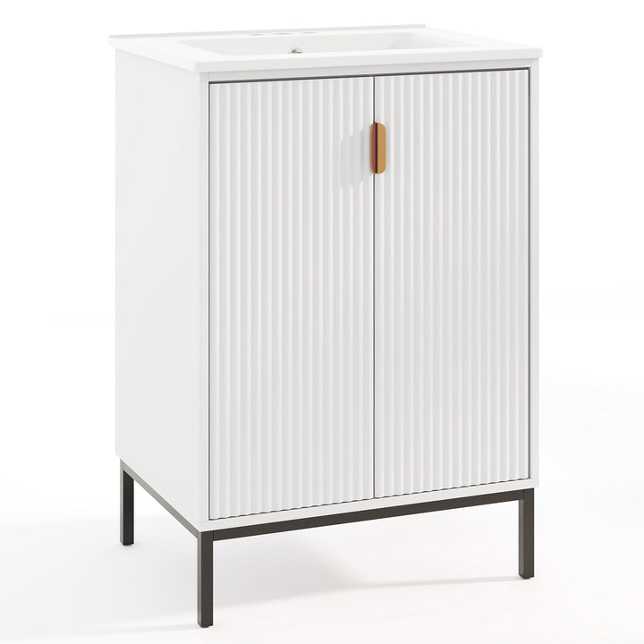 24” Undermount Bathroom Storage Cabinet and Sink Combo Set with 2 Doors