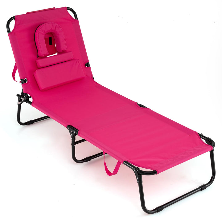 Giantex Folding Beach Tanning Chair Adjustable Face Down Patio Lounge Chair