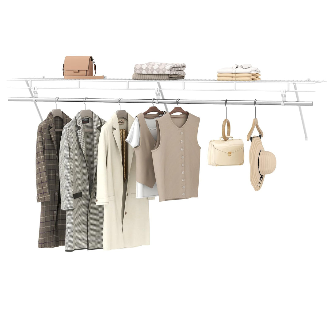 Giantex 6 ft Wall Mounted Closet Shelf with Hanging Rod