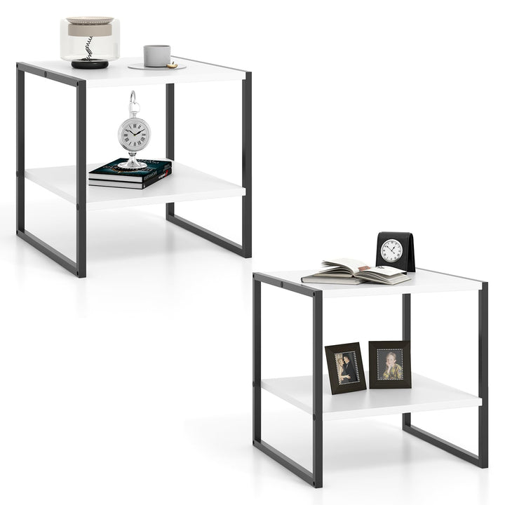 Giantex 20 Inch End Table, Modern Square Side Table with Storage Shelf, Small Coffee Table for Living Room