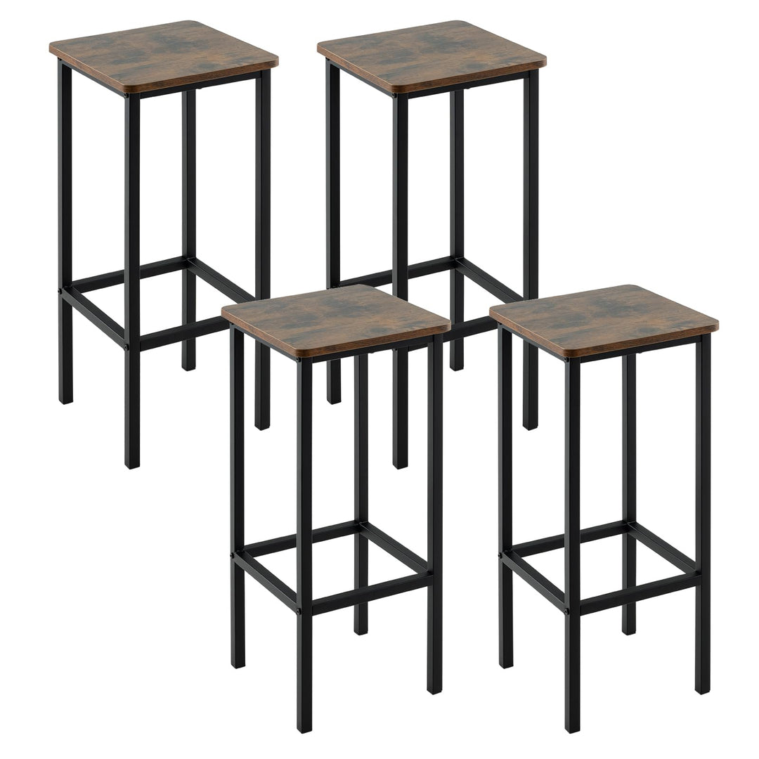 Giantex Industrial Bar Stools Set of 4, 28" Backless Counter Height Bar Stools, Kitchen Island Stools with Footrest