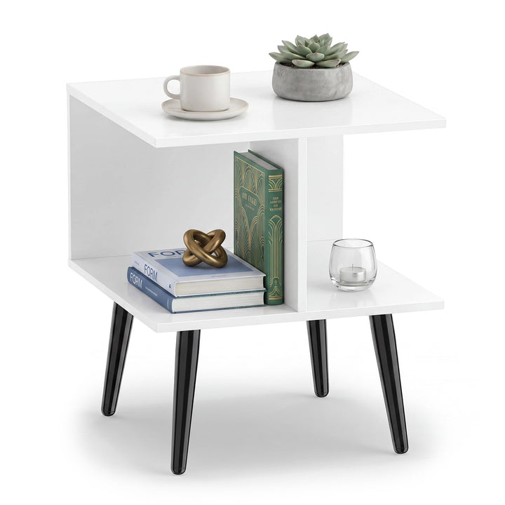 Giantex Mid Century Modern 2-Tier End Table with 2 Storage Compartments (1/2)