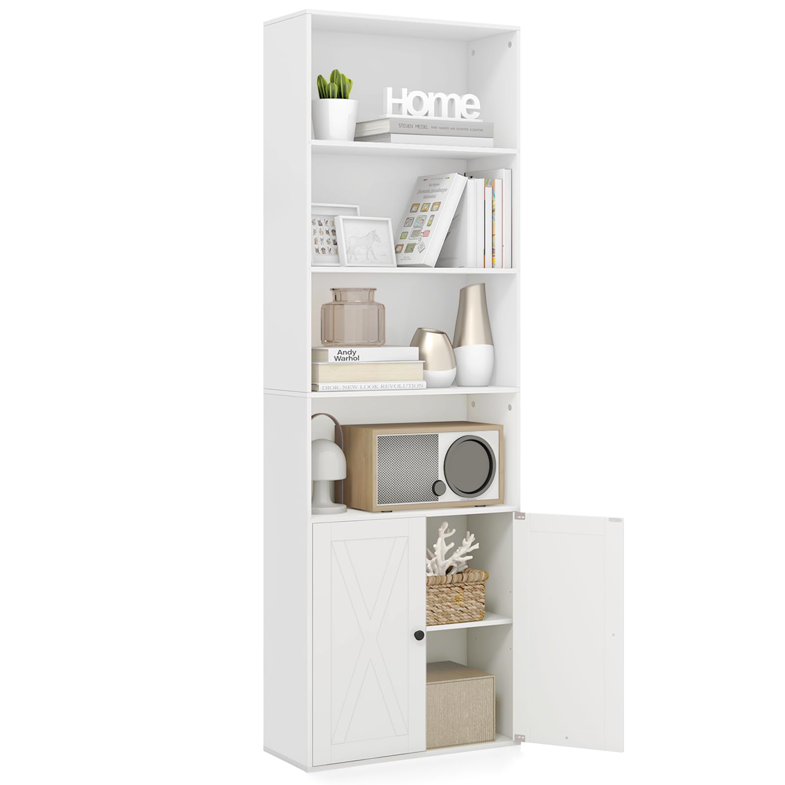 Giantex 71" Tall Bookcase with Doors