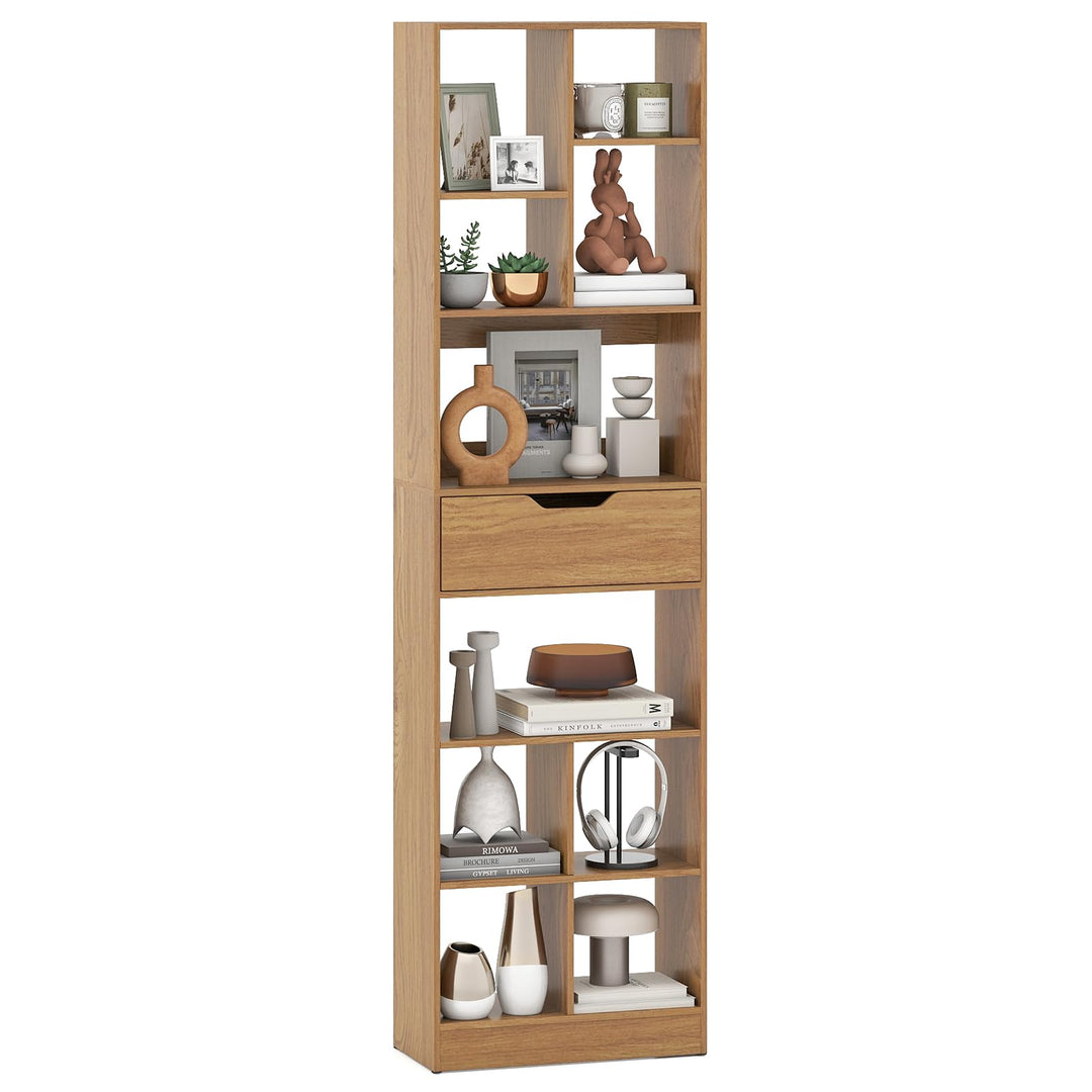 Giantex Bookcase with Drawer 71" Tall Freestanding Storage Organizer(8-Tier)