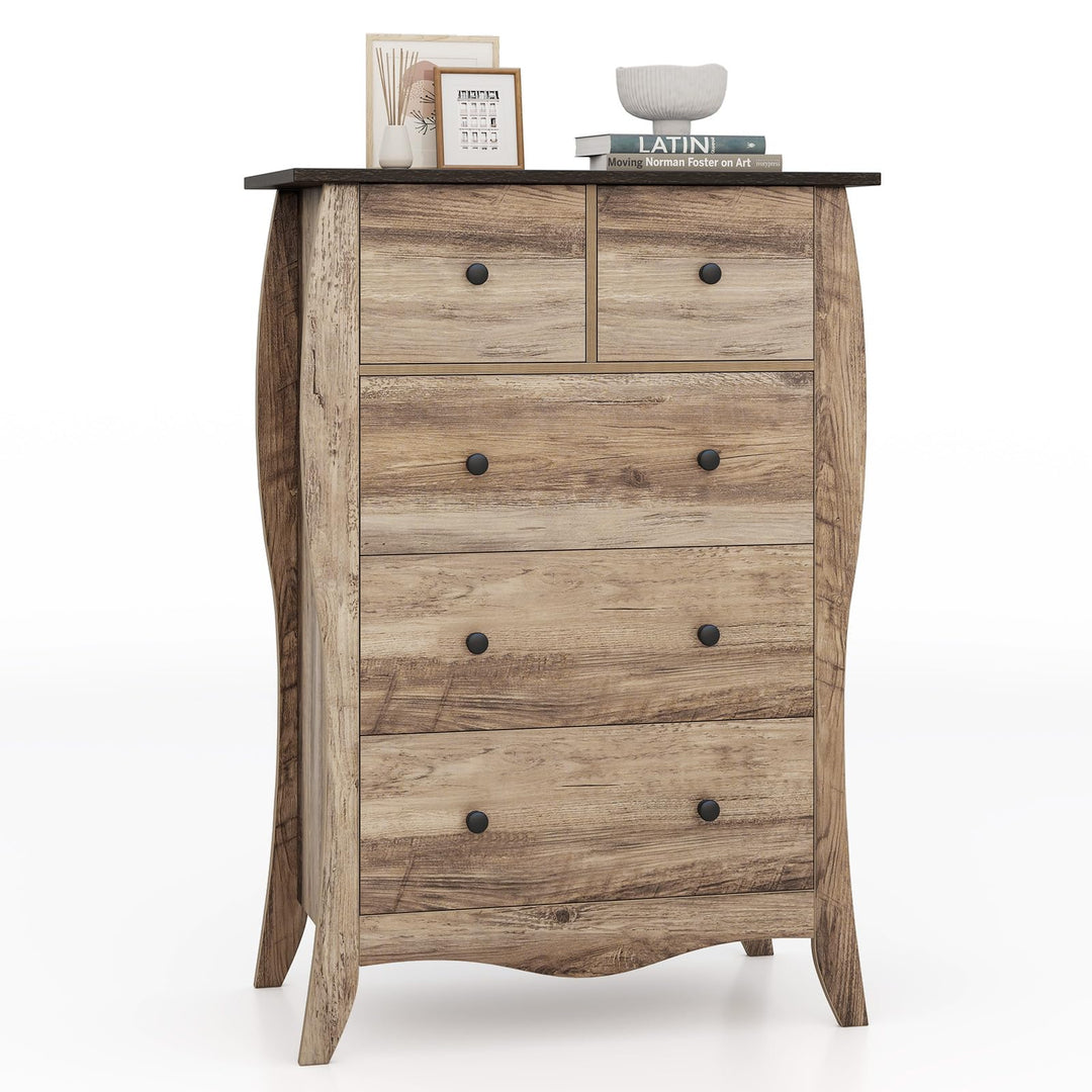 Giantex Storage Cabinet with Foldable & Detachable Fabric Drawers, Anti-Tipping Kit, 26.5” x 15” x 38” Farmhouse Floor Cabinet