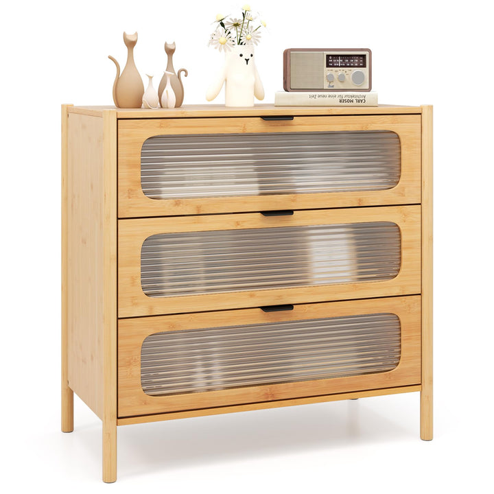 Giantex Bamboo 3-Drawer Storage Cabinet