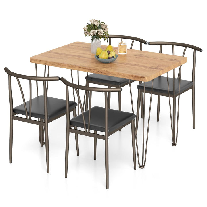 Giantex 5-Piece Dining Table Set | 43-Inches Rectangular Kitchen Table & 4 Armless Chairs with Upholstered Seat