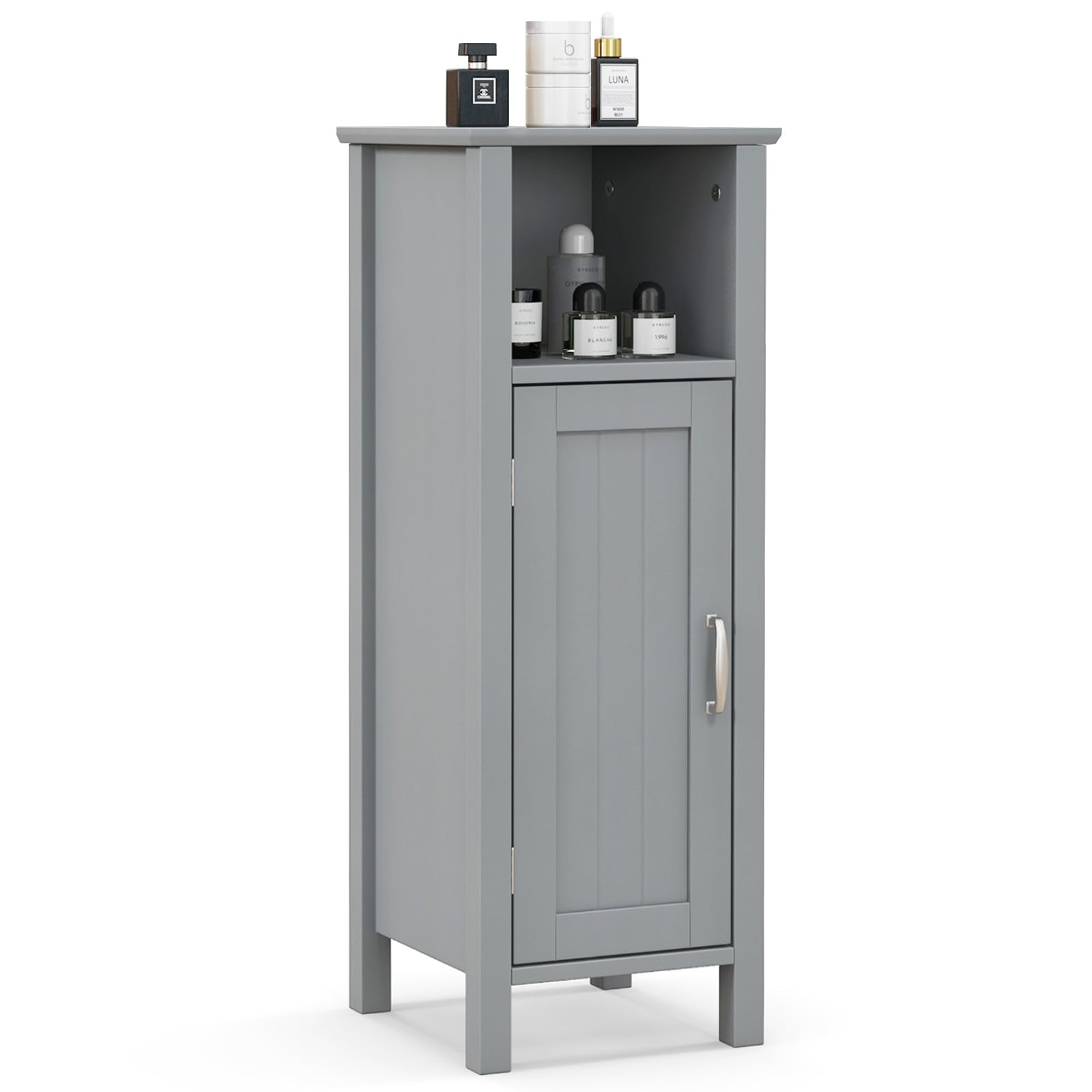 Giantex Narrow Bathroom Storage Cabinet - Corner Unit with Open Compartment, Adjustable Shelf