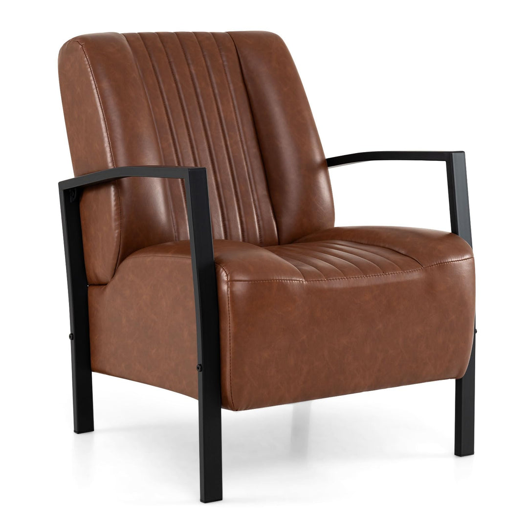 Giantex PU Leather Upholstered Armchair with Padded Seat &amp; Back (1/2)