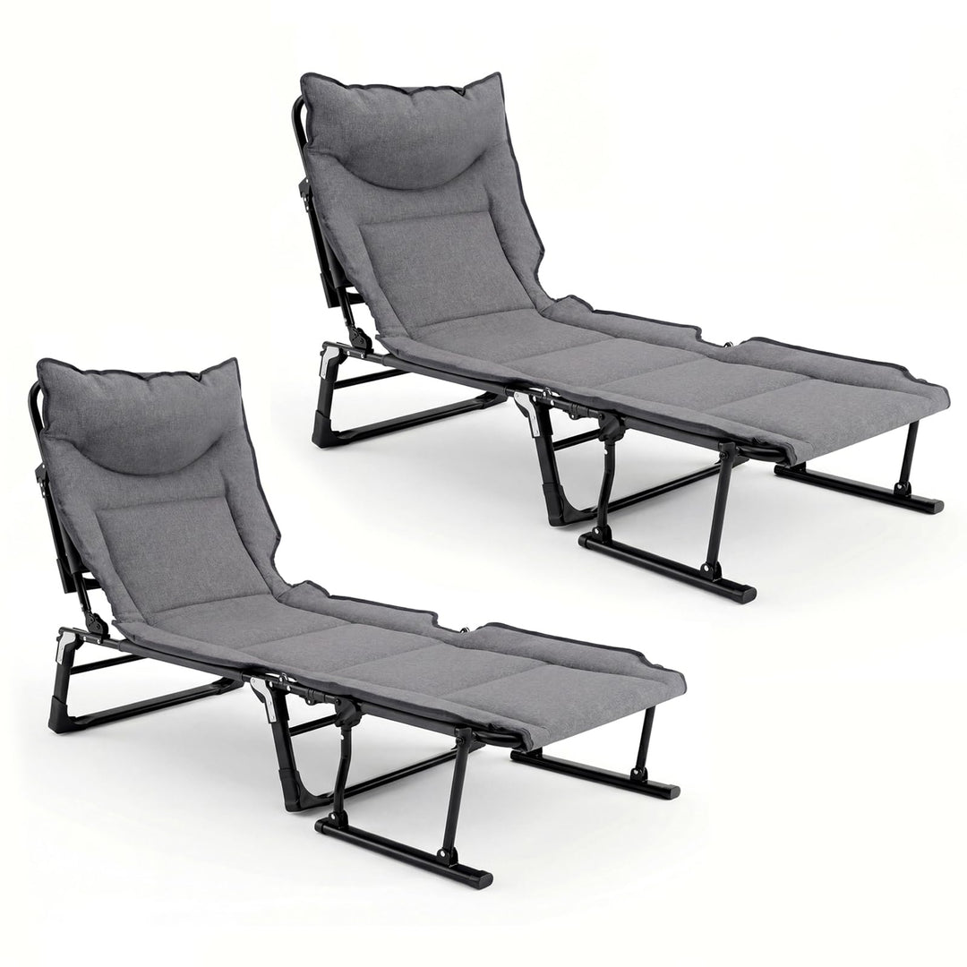 Giantex Folding Patio Lounge Chair with Pad 3-in-1 Portable Chaise Lounge