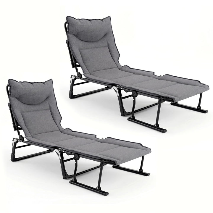 Giantex Folding Patio Lounge Chair with Pad 3-in-1 Portable Chaise Lounge