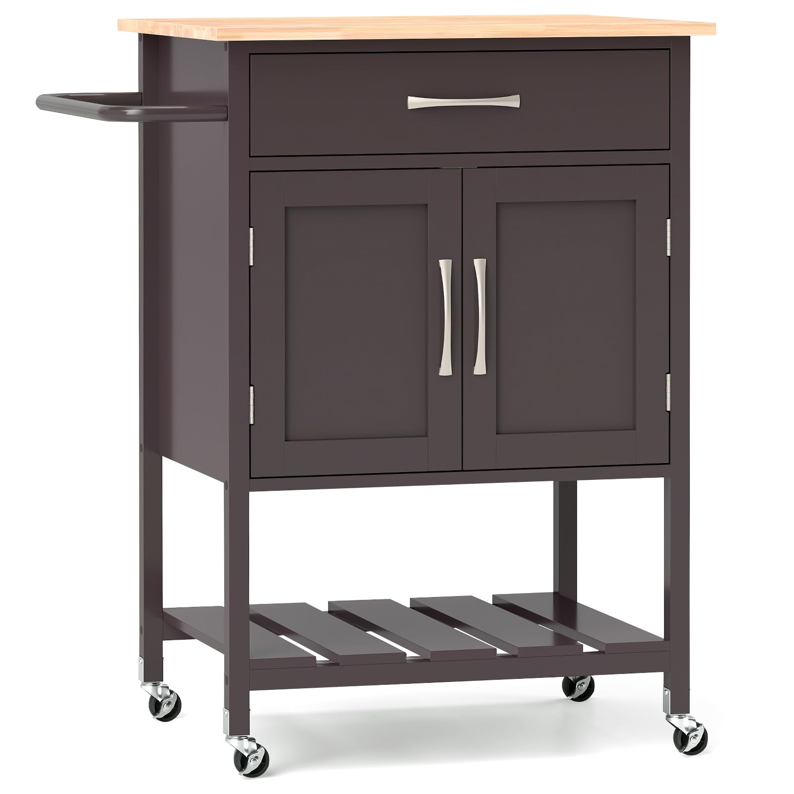 Giantex Rolling Kitchen Island Cart, Mobile Serving Cart with Drawer, 2-Door Storage Cabinet, Storage Shelf