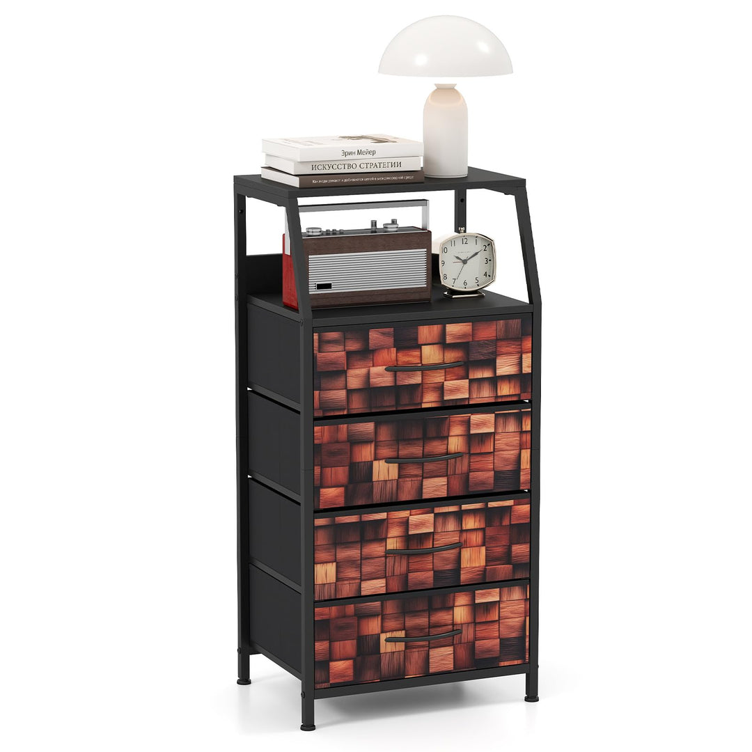 GIANTEX Industrial Nightstand | Tall Dresser with Sturdy Metal Frame (1/2)
