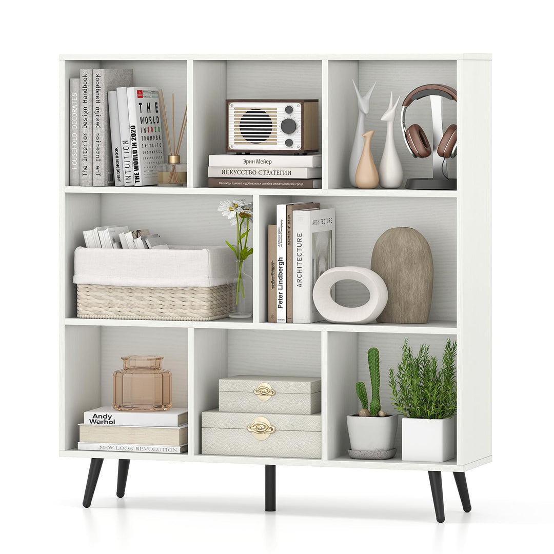 Giantex 3 Tier Modern Bookshelf with 5 Metal Legs for Living Room