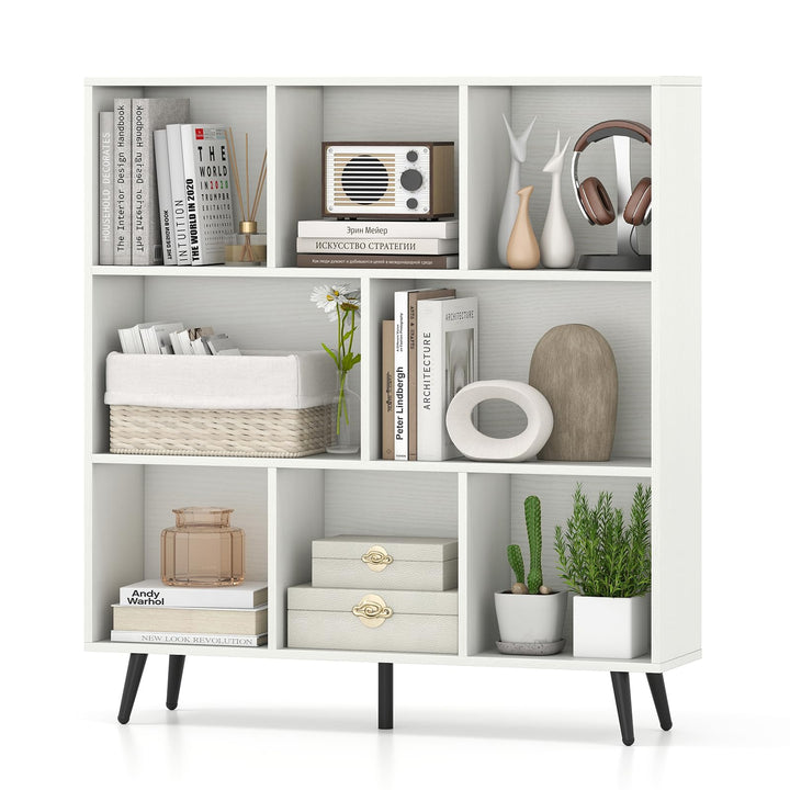 Giantex 3 Tier Modern Bookshelf with 5 Metal Legs for Living Room